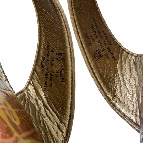 Sam Edelman Romy Faux Patent Platform Cork Wedge Thong Sandals Tan Size 8M - Picture 15 of 15